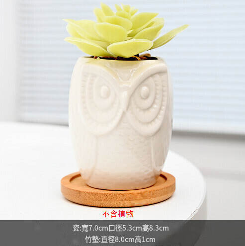 Creative White Porcelain Owl Succulent Flower Pot [Style 9]