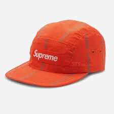 Supreme Reflective Text Camp Cap Orange