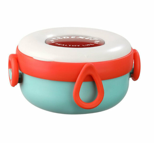 【940ml Upgraded Stainless Steel / Orange Green】Children's Set Supplementary Food Bowl 