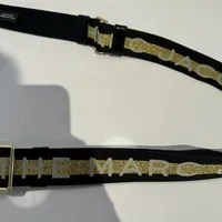 [S] MARC JACOBS M0014328-765 THE LOGO THIN WEBBING STRAP,BLACK/YELLOW, 191267440705 (SMJ345)