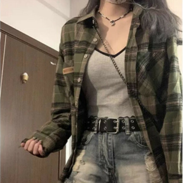 熱推格子襯衫（綠色）（S/M/L/XL/2XL下單後與客服聯系發貨的尺碼）