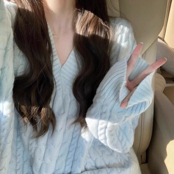 Hot Recommended Twist Knit Sweater (Blue) (S/M/L/XL/2XL Please contact customer service for shipping sizes after placing an order)