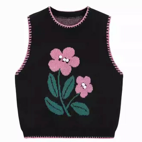 Hot recommended jacquard knitted vest (black) (S/M/L size, please contact customer service after placing the order to deliver the size)
