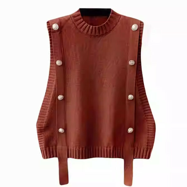 Hot-recommended pullover knitted vest (brown) (S/M/L size, please contact customer service after placing the order for delivery size)