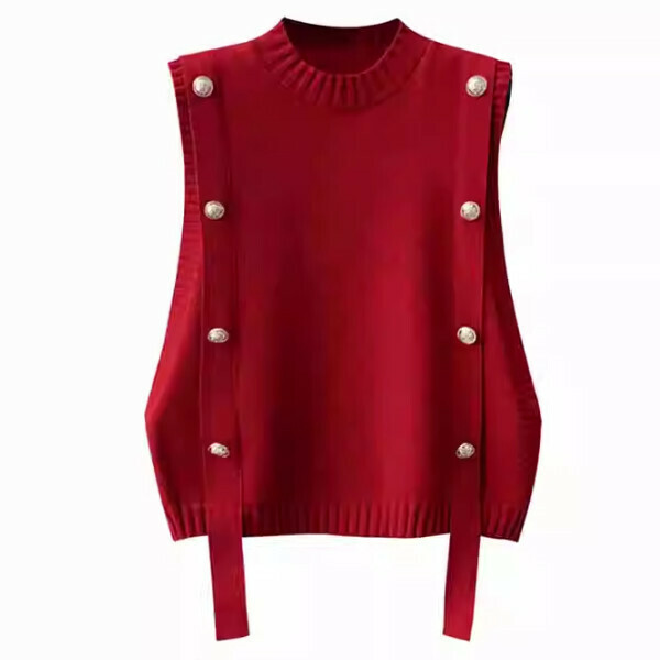 Hot-recommended pullover knitted vest (red) (S/M/L size, please contact customer service after placing the order to deliver the size)