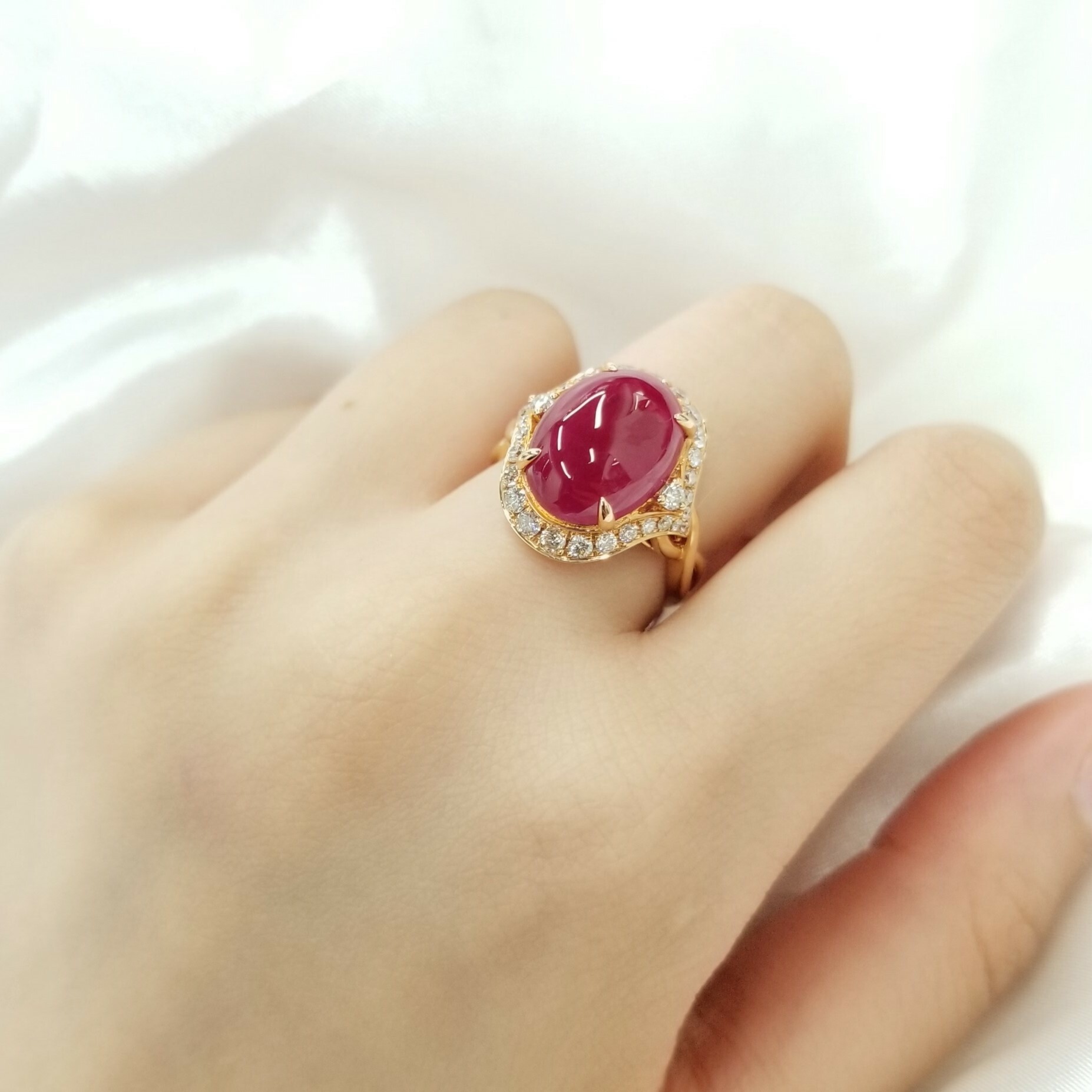 18K Rose Gold 6.34ct Ruby and Diamond Ring