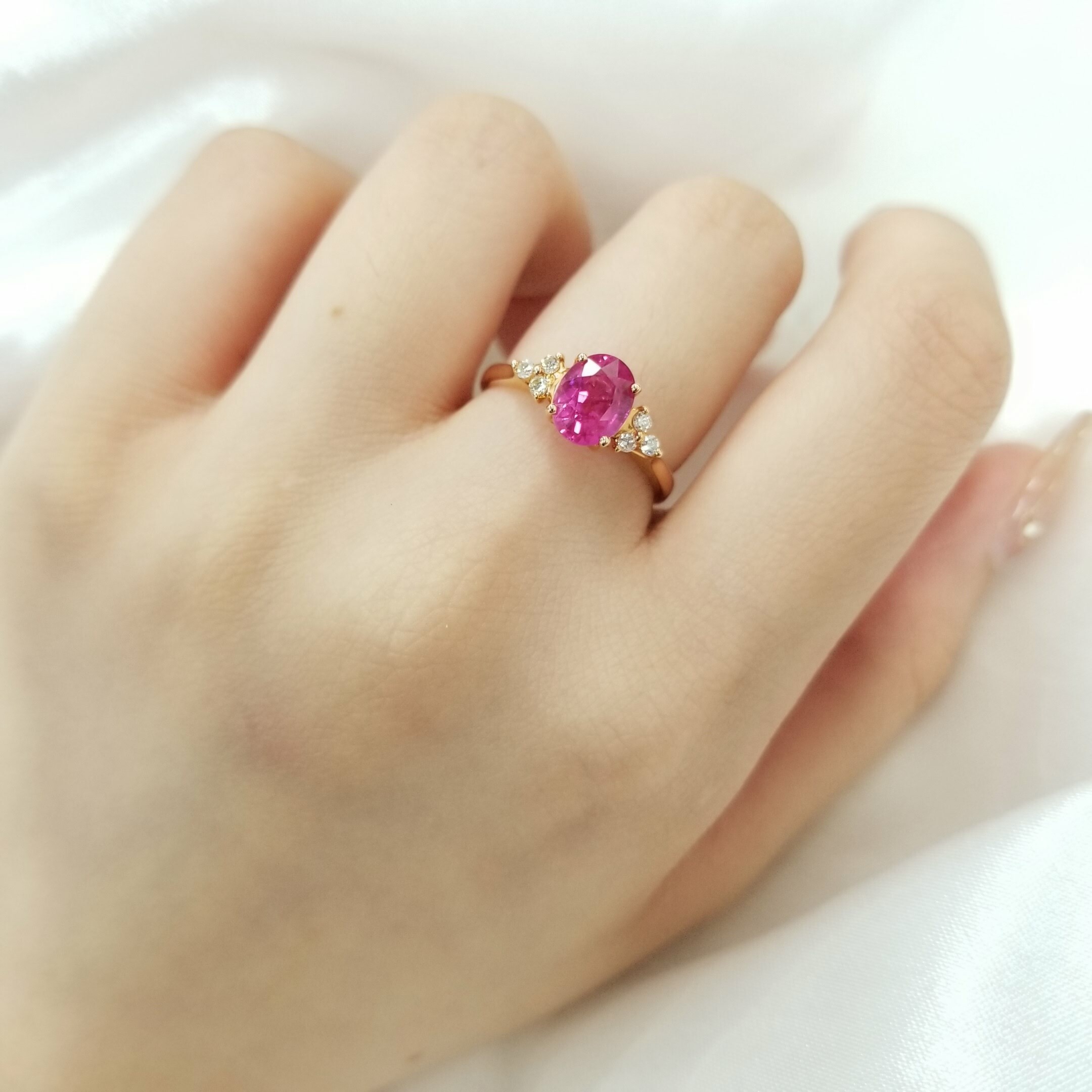 18K Rose Gold 1.63ct Sapphire and Diamond Ring