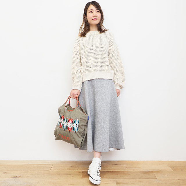 Ball＆Chain 刺繡環保購物袋 M號 - 灰 (30100711)