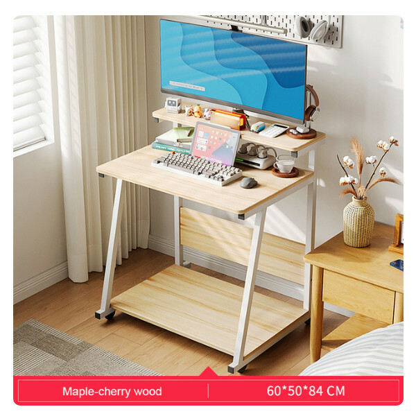 New portable computer table movable table monitor stand table (wood grain color) 60cm