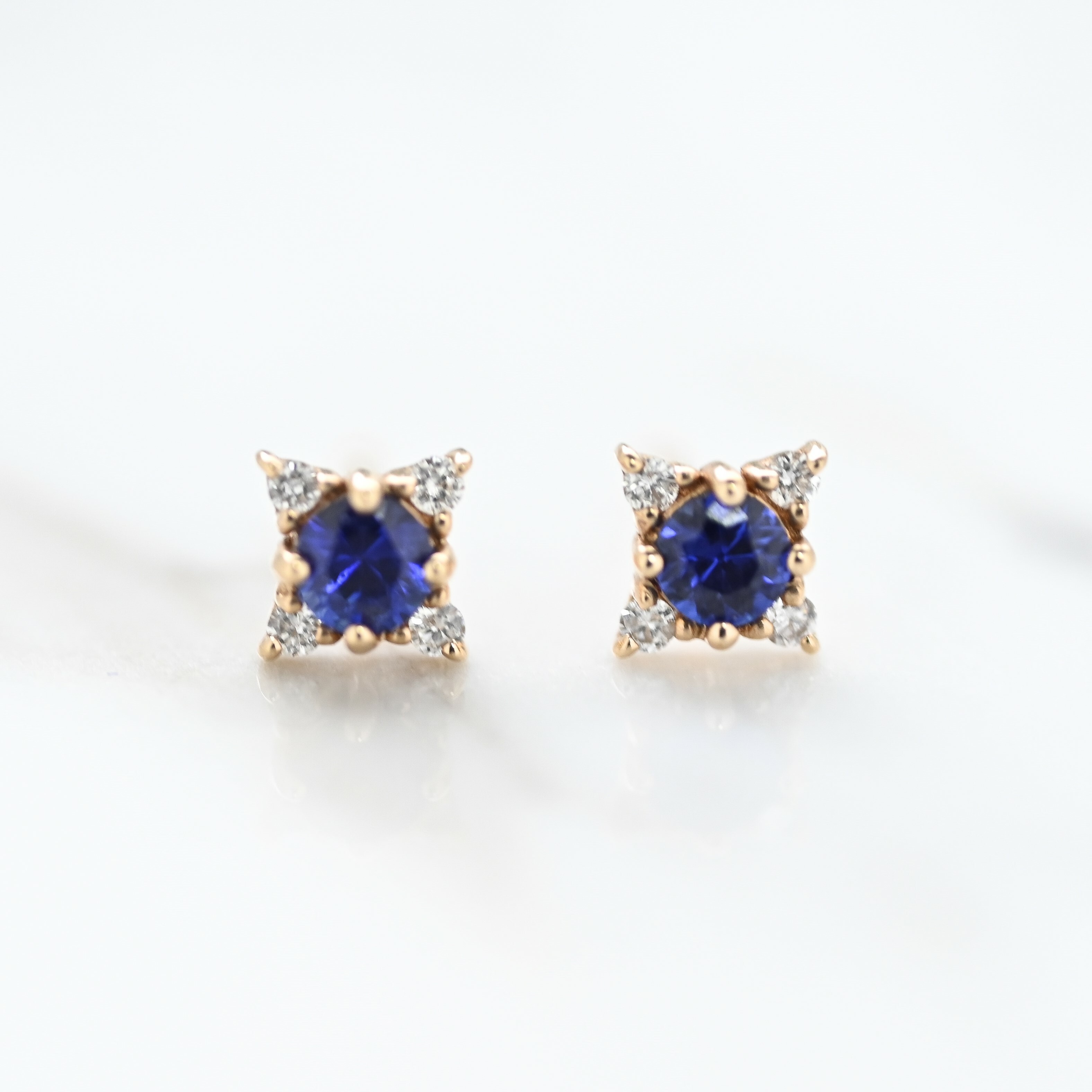 18K Blue Sapphire Diamond Earrings