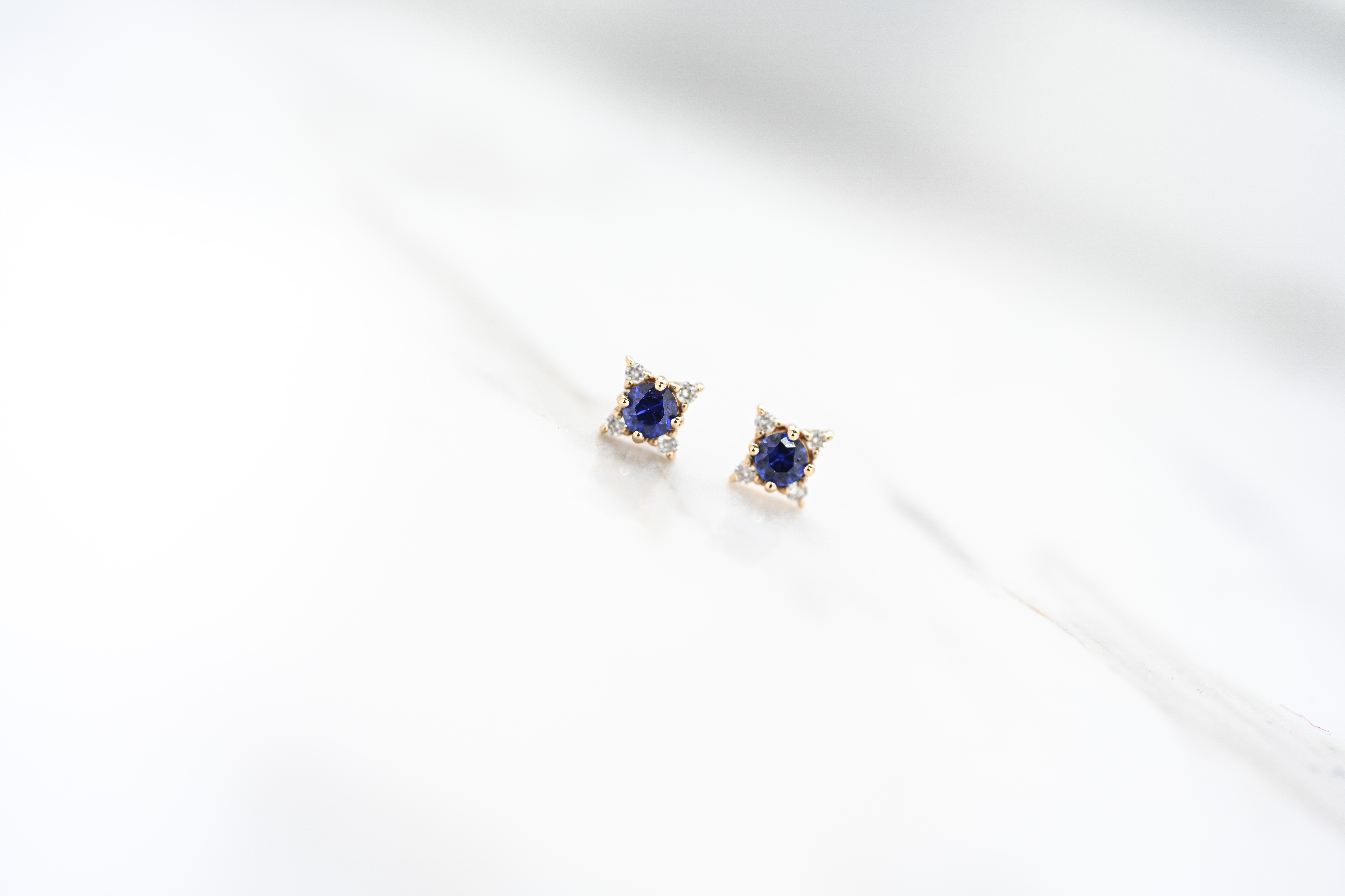 18K Blue Sapphire Diamond Earrings