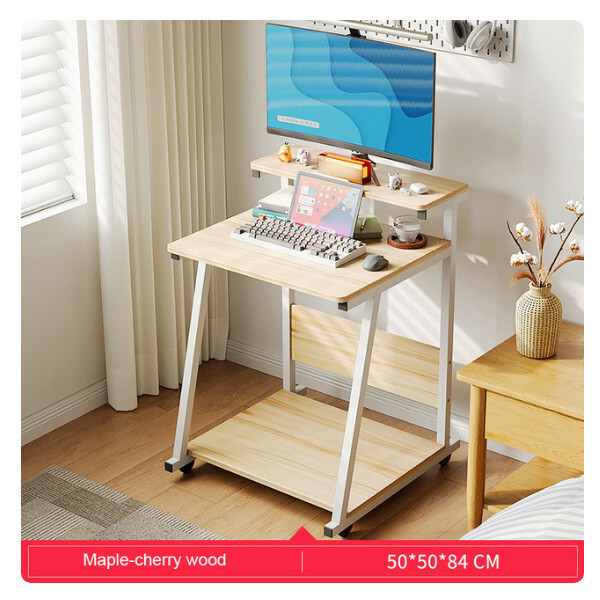 New portable computer table movable table monitor stand table (wood grain color) 50cm