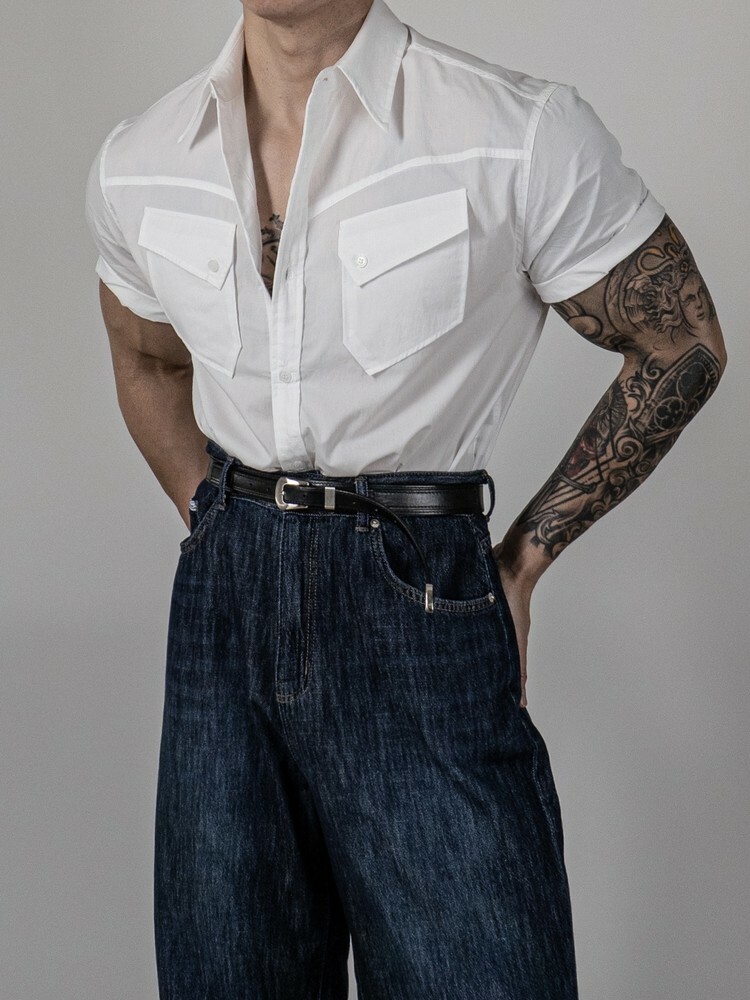 優質西部風短袖襯衫