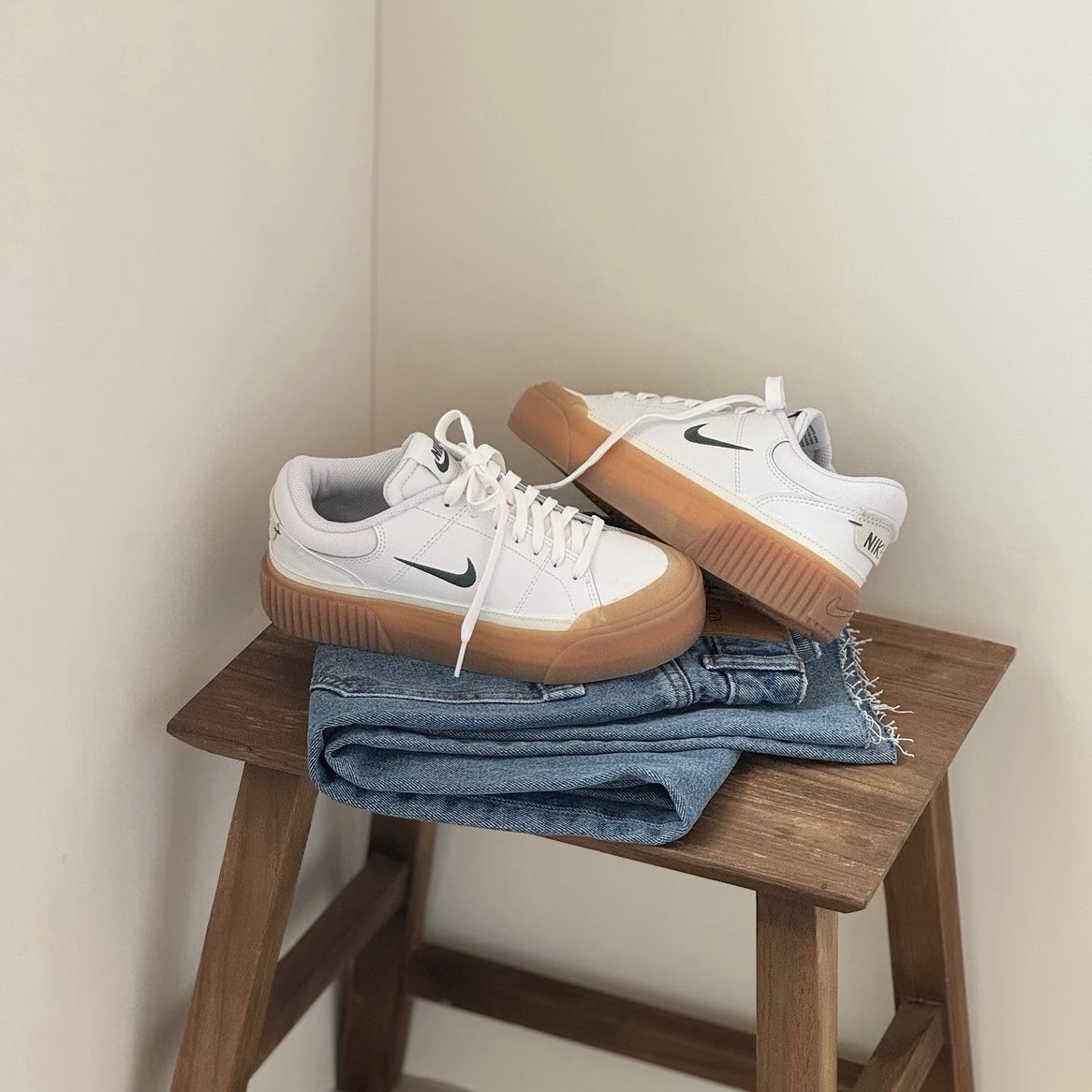 <線上SALE❤️‍🔥>Nike Court Legacy Lift 厚底 全白焦糖