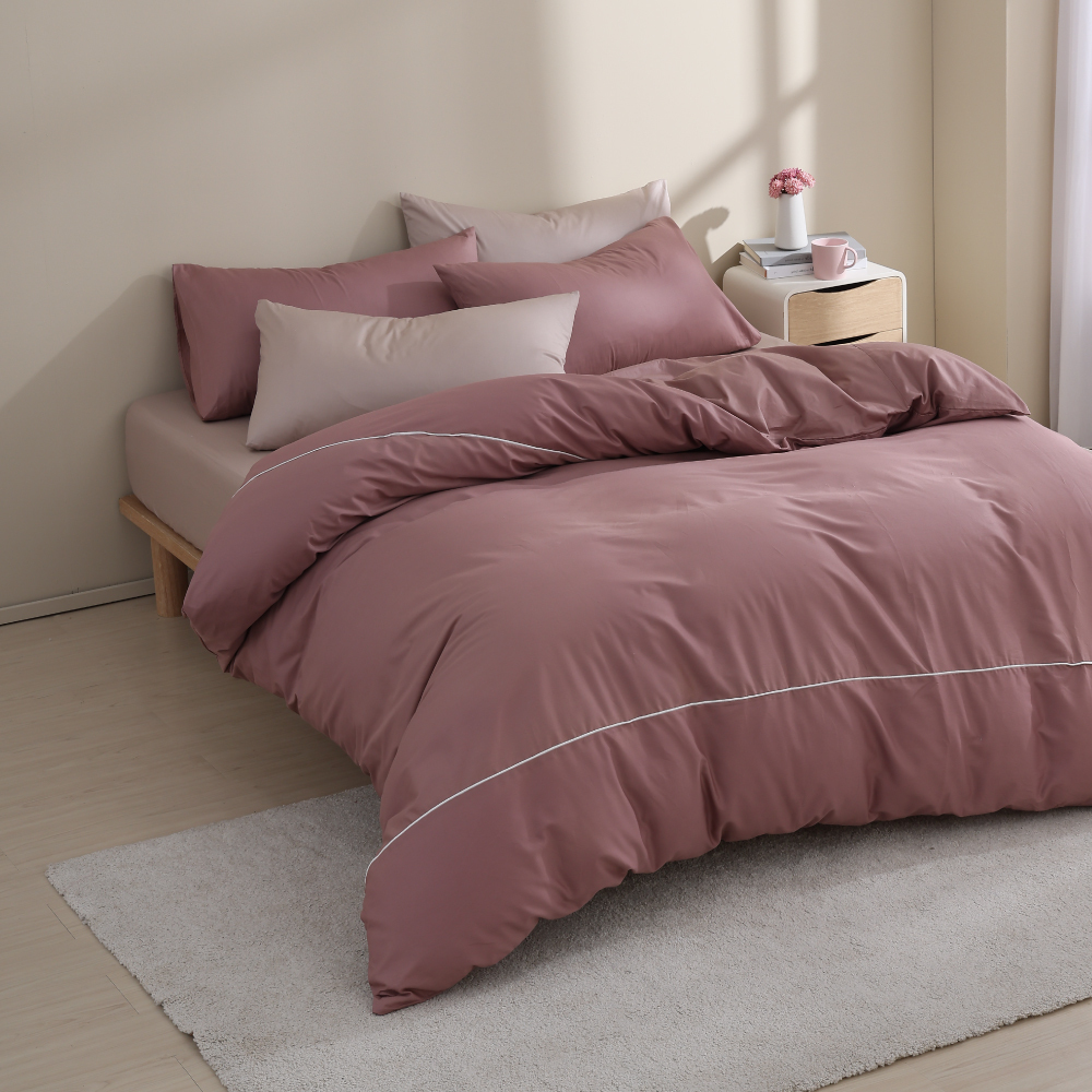 200織純棉｜100%純棉｜雙色配｜害羞紅ｘ香檳粉