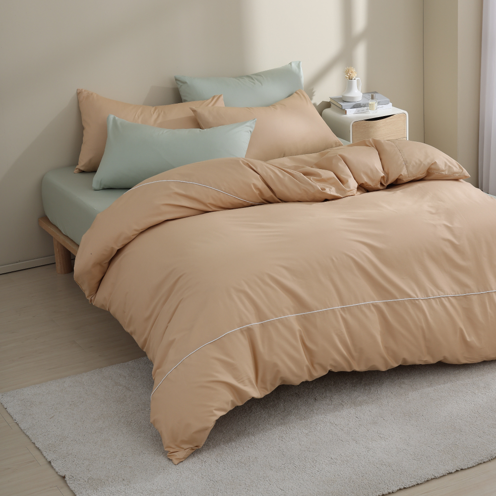 200織純棉｜100%純棉｜雙色配｜草悟綠ｘ奶霜橘 冬橘