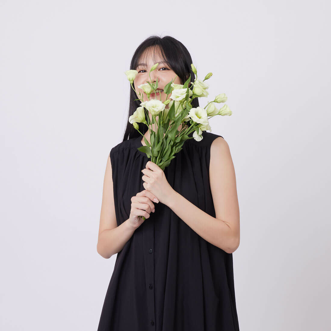 Birdie無袖長版襯衫棉麻洋裝/黑