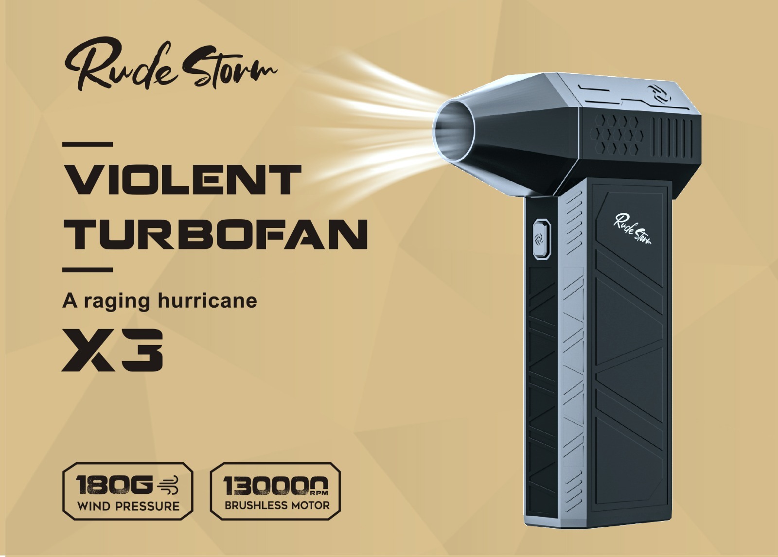 Rude Storm X3 Violent Turbofan 真13萬轉!!暴風手持渦輪扇