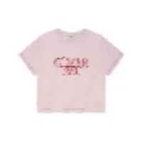 [S] COVERNAT WOMEN'S CROPPED STITCH T-SHIRT,LIGHT PINK, CO2402ST76LP (SCN30)