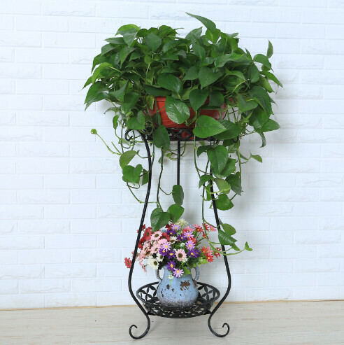 Wrought iron succulent flower pot stand [black high plate 80cm]