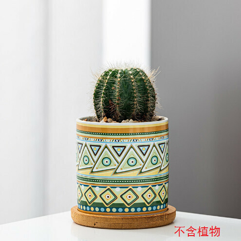 Ceramic Succulent Flower Pot【Green-Caihe-2】