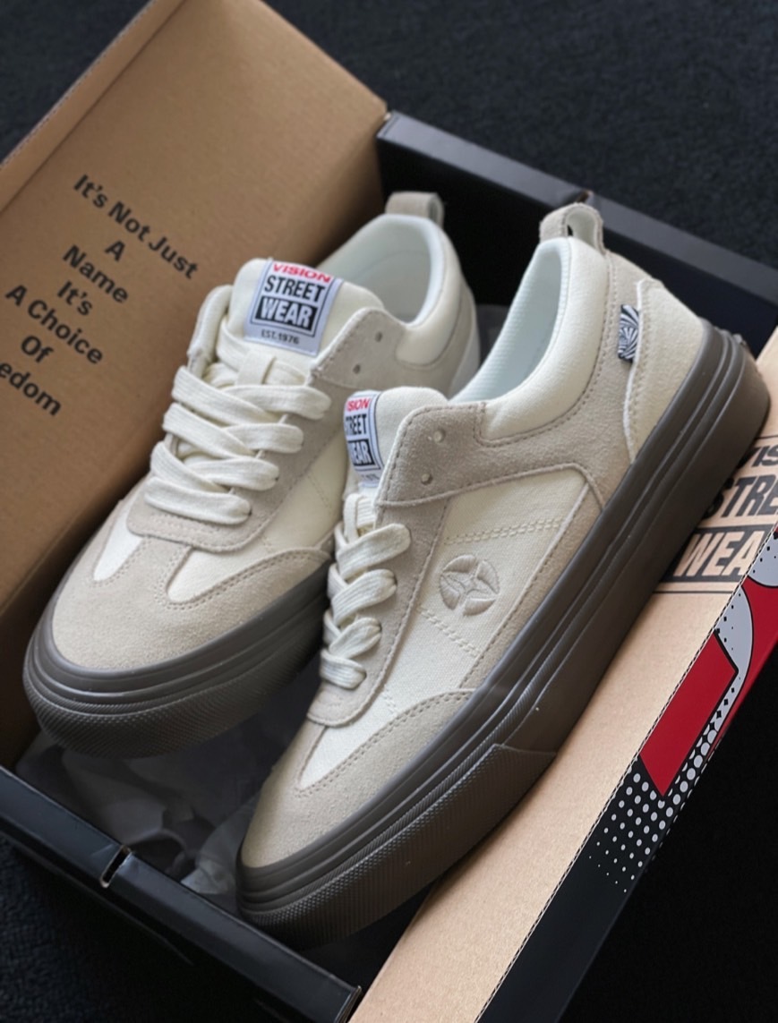 Vision Street Wear Chopper 街頭 帆布 麂皮 象牙白 版鞋 V241NY300531