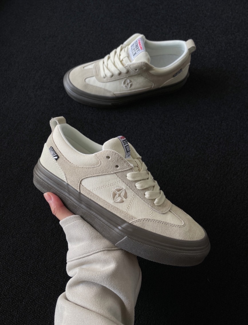 Vision Street Wear Chopper 街頭 帆布 麂皮 象牙白 版鞋 V241NY300531