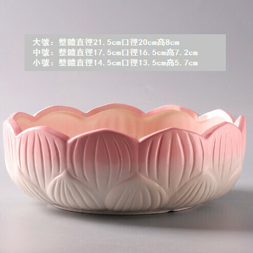 Ceramic Non-Porous Daffodil Flower Pot【MH Non-Porous Lotus-Pink White 20-22cm】