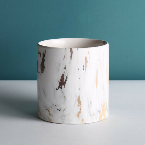 Nordic ins ceramic flower pot [12*12 matte gold pattern]