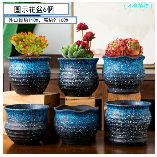 【6pcs】Succulent Ceramic Flower Pot (WW Blue Planet)