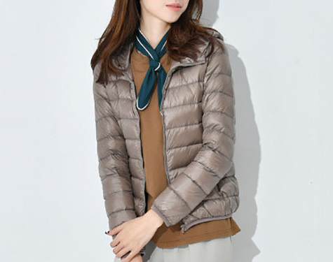 Women's Short Warm White Duck Down Jacket (Khaki (Stand Collar) 2XL
