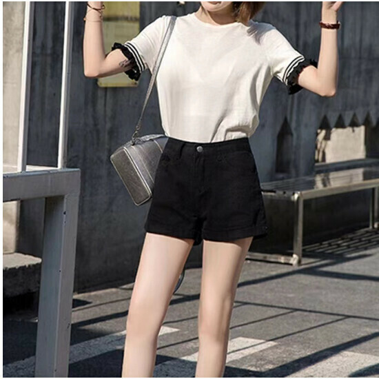 Denim shorts [black] size [3XL]