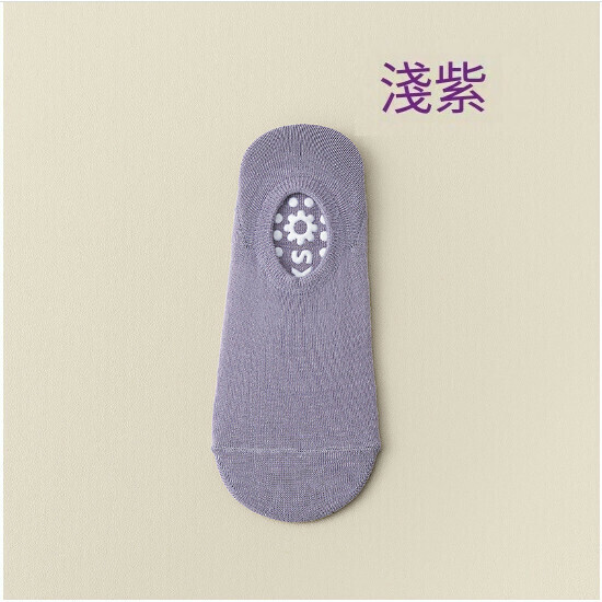 爆款一次性防滑襪子地板襪點膠襪（淺紫色）