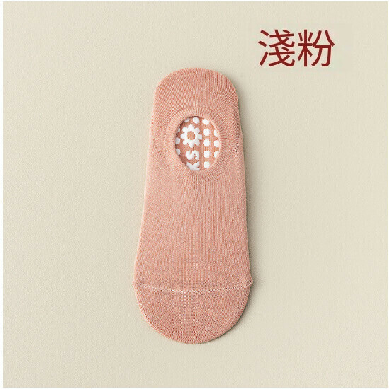 爆款一次性防滑襪子地板襪點膠襪（淺粉）