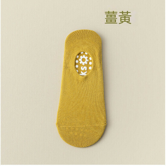 爆款一次性防滑襪子地板襪點膠襪（薑黃色）