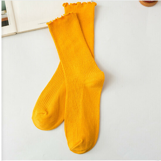 Autumn and winter thin women's pile socks boots stockings (yellow)