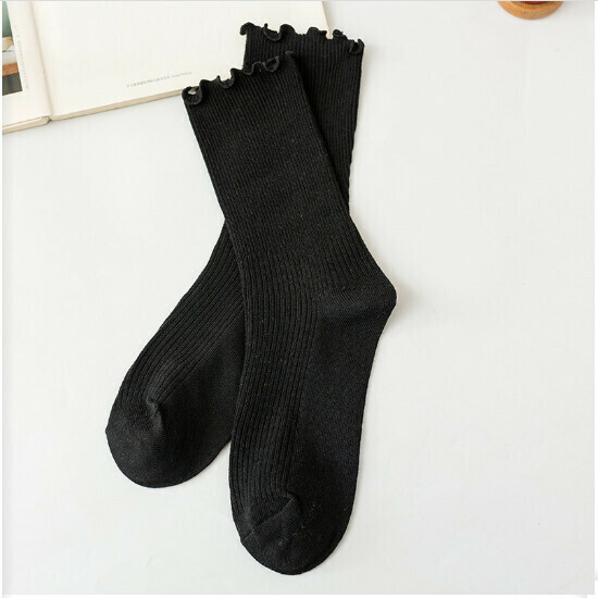 Fall and Winter thin women's pile socks boots stockings (black)