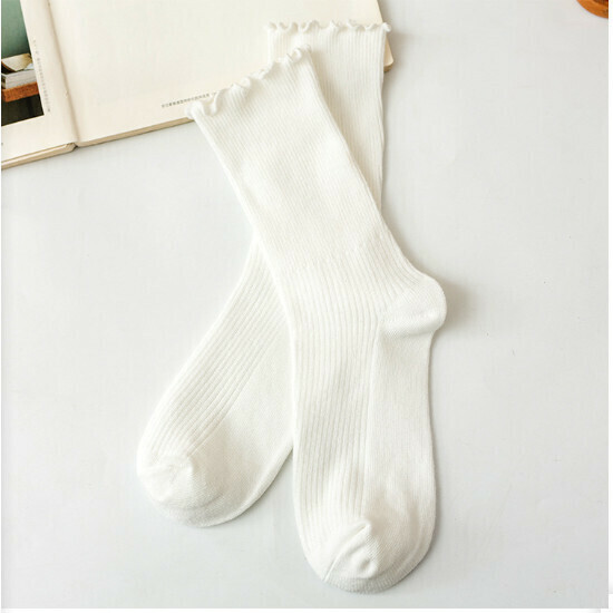 Autumn and Winter Thin Women's Pile Socks Boots Stockings (White)