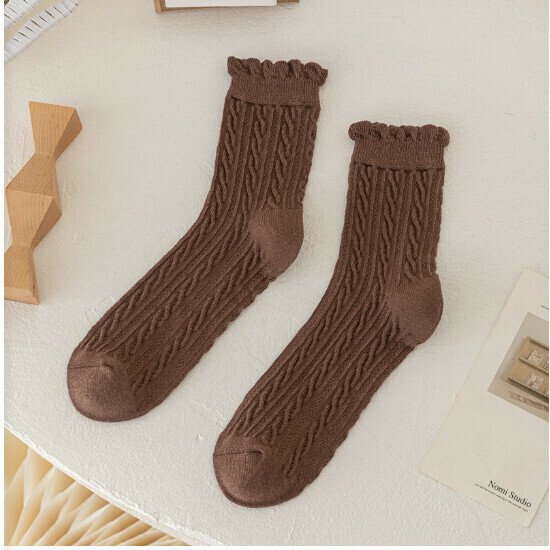 Women's mid-rise spring mesh cotton socks (coffee/[mid-rise socks])