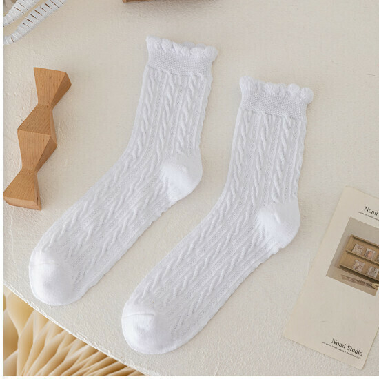 Women's mid-rise spring mesh cotton socks (white/[mid-rise socks])