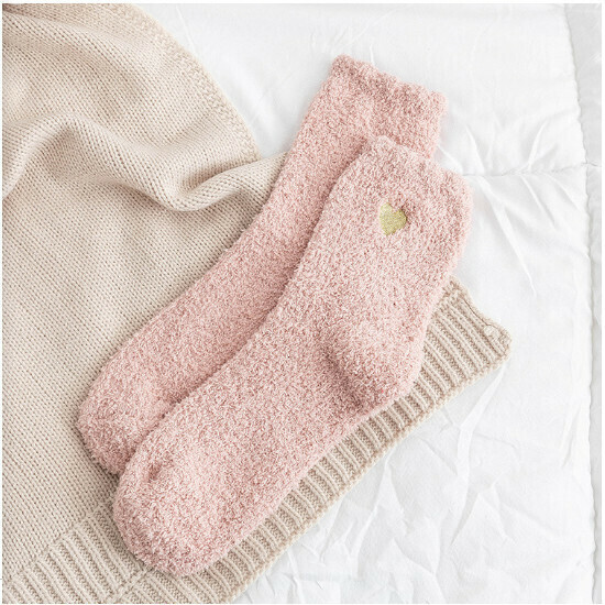 Coral velvet autumn and winter women's mid-cut thickened socks (pink)
