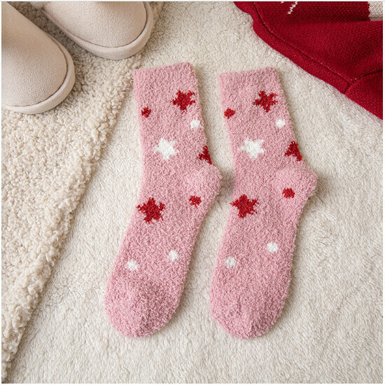 Women's Coral Fleece Mid Thickened Socks (Pink)