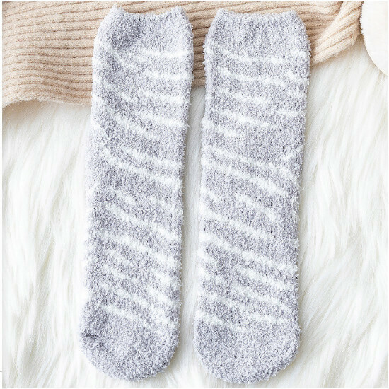 Women's Coral Fleece Thickened Thermal Socks (Light Grey)