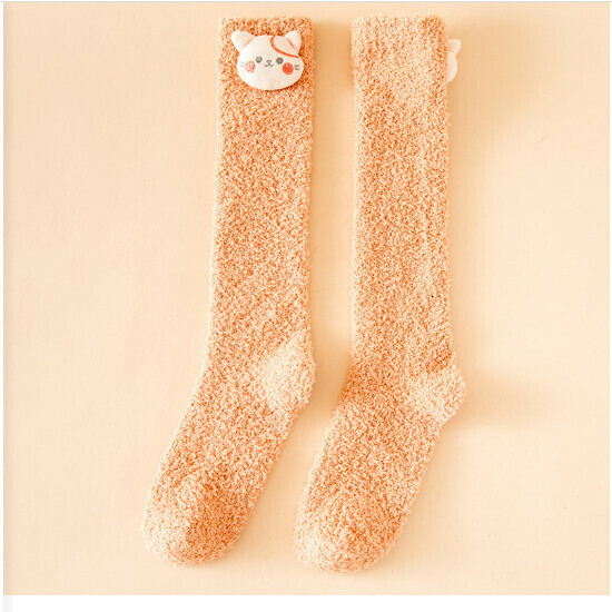 Women's autumn and winter thickened socks (light orange + orange cat)