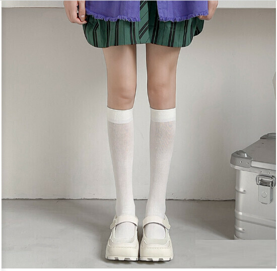 Skinny Leg Women's Thin Over-the-Knee Calf Socks (Calf White)