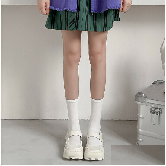 Skinny leg women's thin over-the-knee calf socks (mid-cut white)