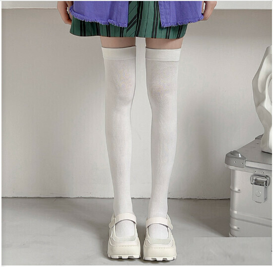 Skinny leg women's thin over-the-knee calf socks (over-the-knee white)