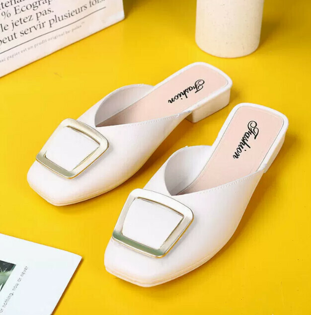 Square buckle flats - apricot, size 39