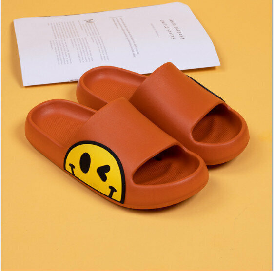 Soft slippers with a smile on a cartoon face (size 35-36)