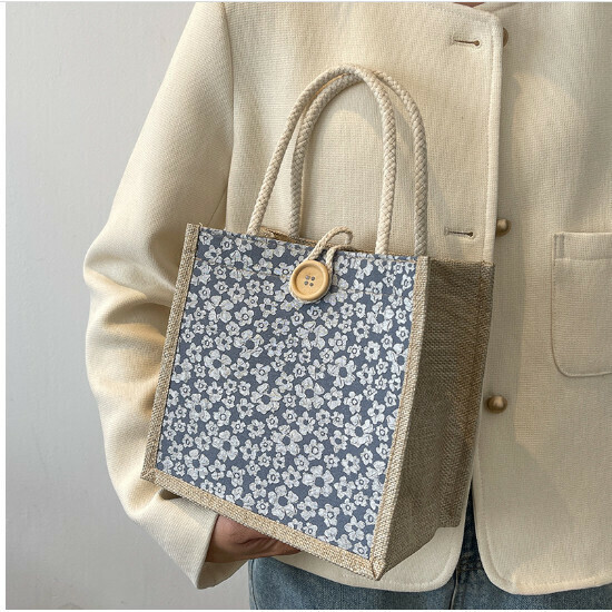 Hand-held sack bag hand-held bento bag small shoulder bag (blue)